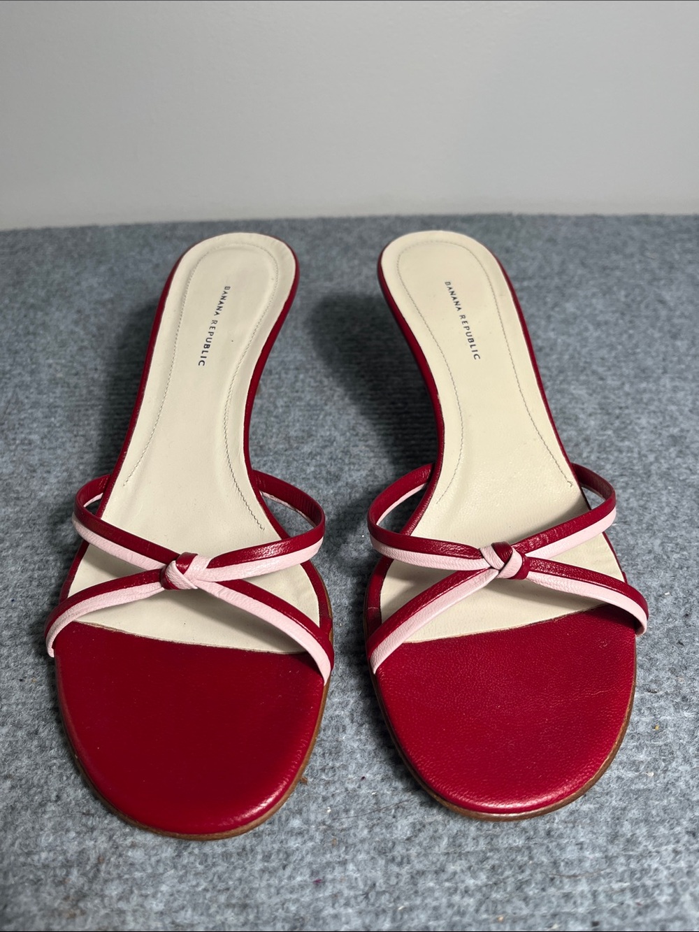 Banana Republic Red & Pink Knot Slide Sandals